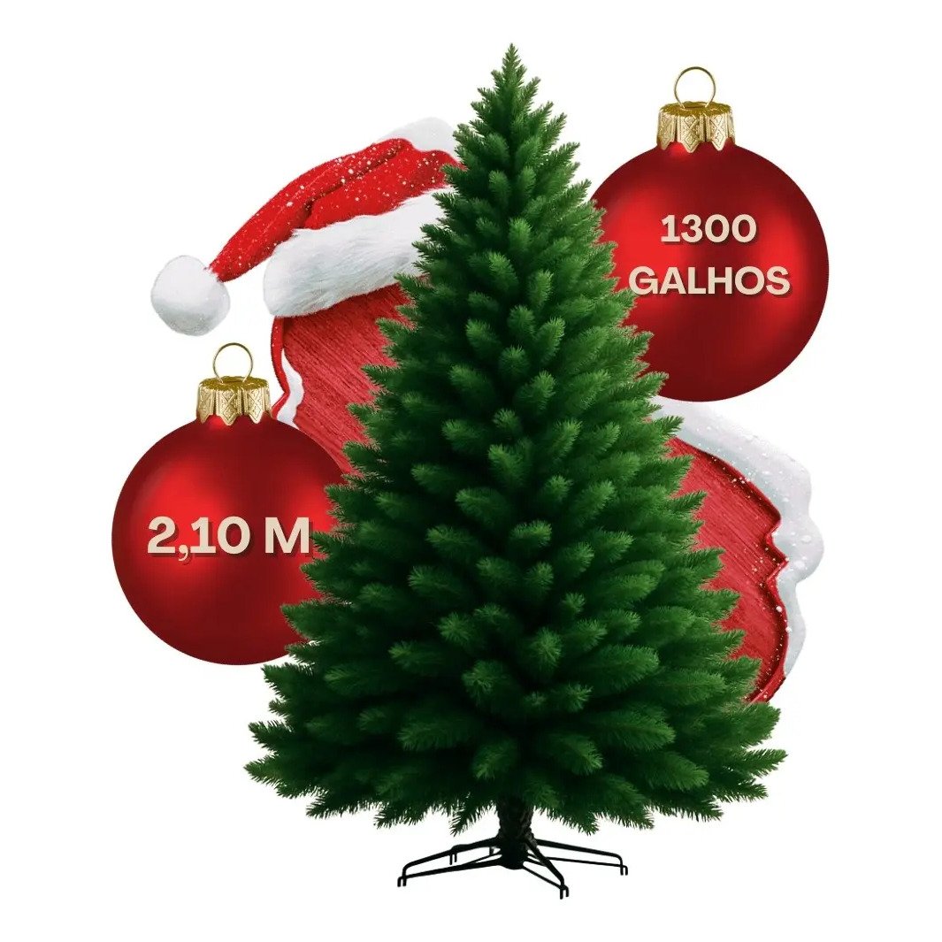 Árvore de Natal 2,10m Zein Luxo 1300 Galhos Verde-escuro Base Metal
