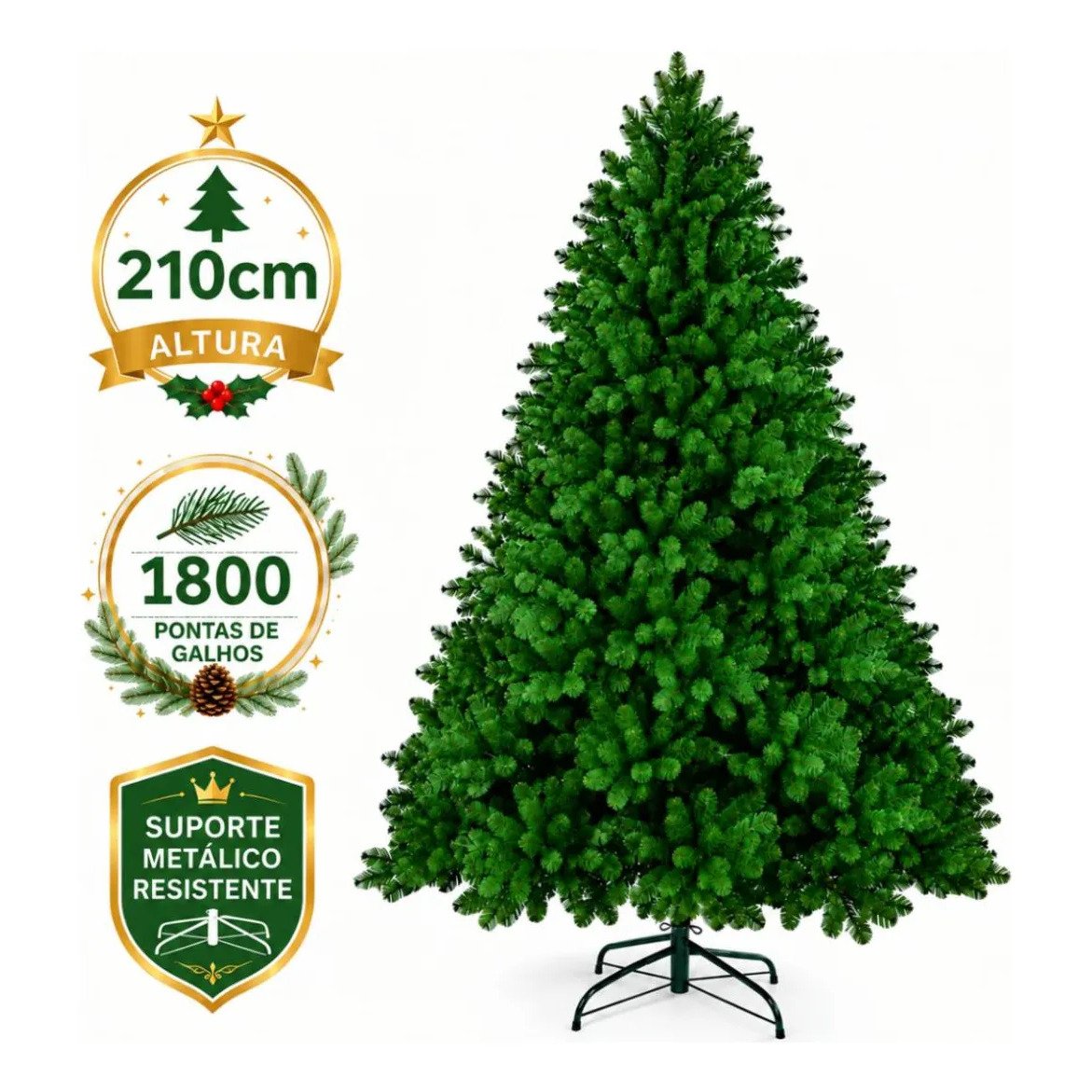 Árvore De Natal 2,40m Verde Tradicional 2300 Galhos Pinheiro