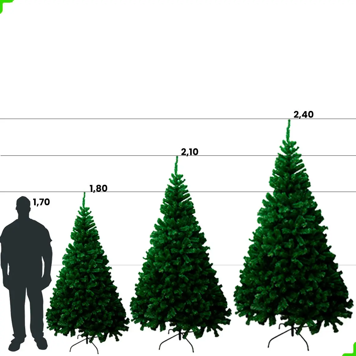 Árvore de Natal 1,80m 800 Galhos Verde Base Metal Desmontável - Image 2