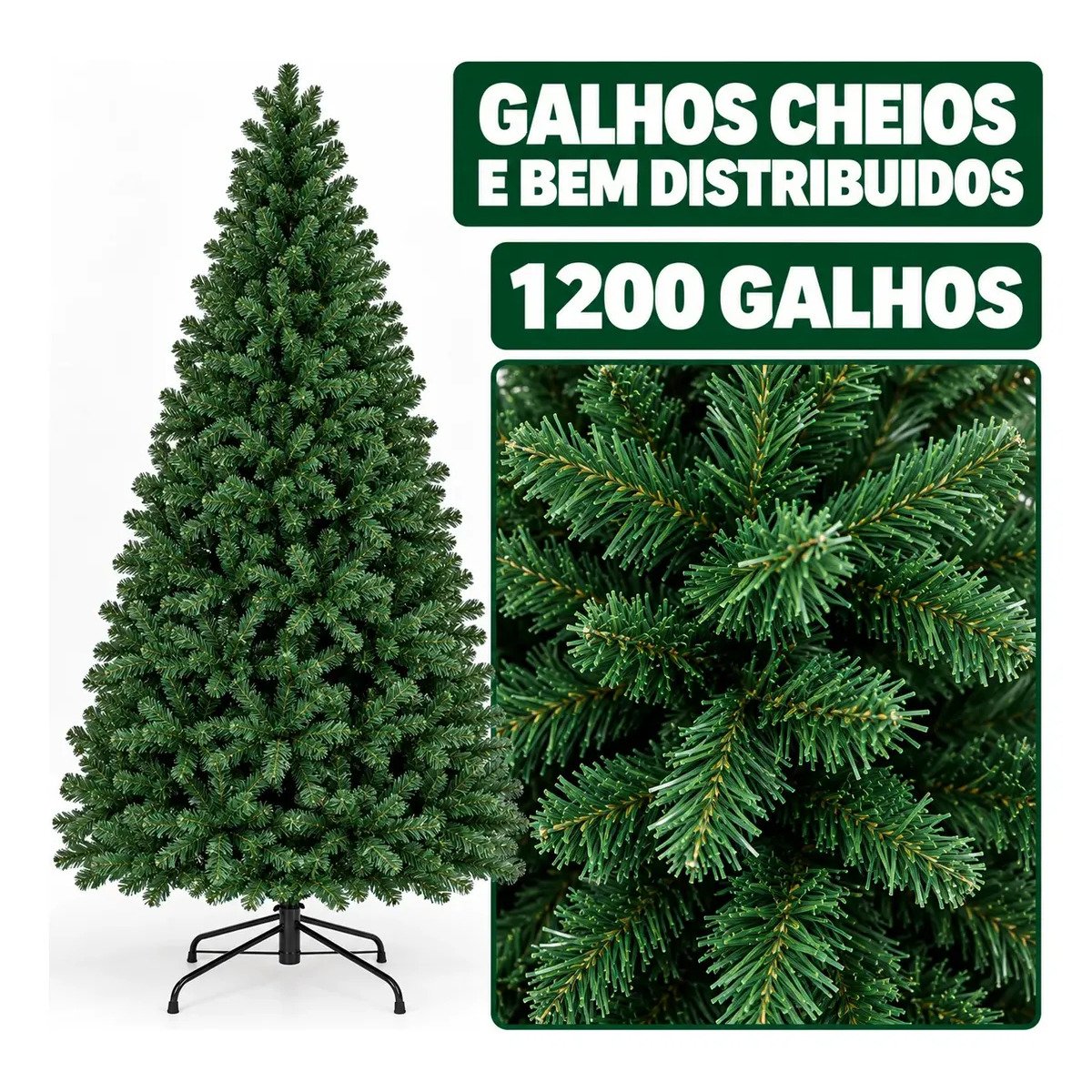 Árvore De Natal Pinheiro Canadense 2,10m 1200 Galhos Verde - Image 3