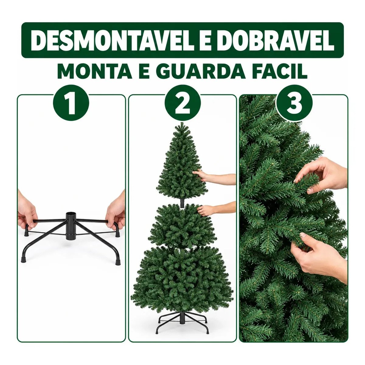 Árvore De Natal Pinheiro Canadense 2,10m 1200 Galhos Verde - Image 4