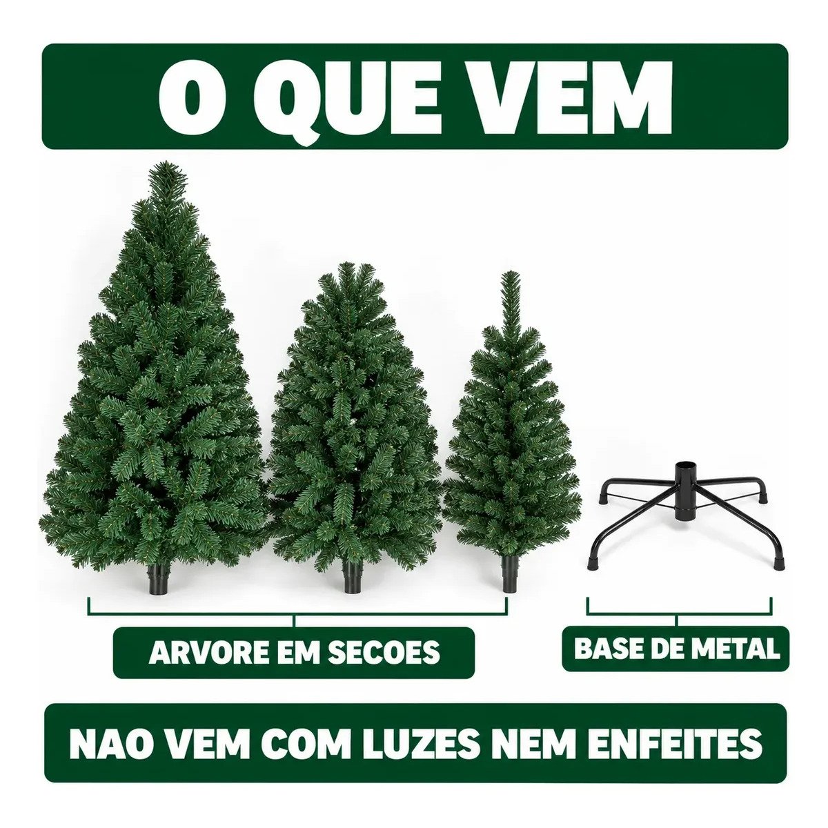 Árvore De Natal Pinheiro Canadense 2,10m 1200 Galhos Verde - Image 5