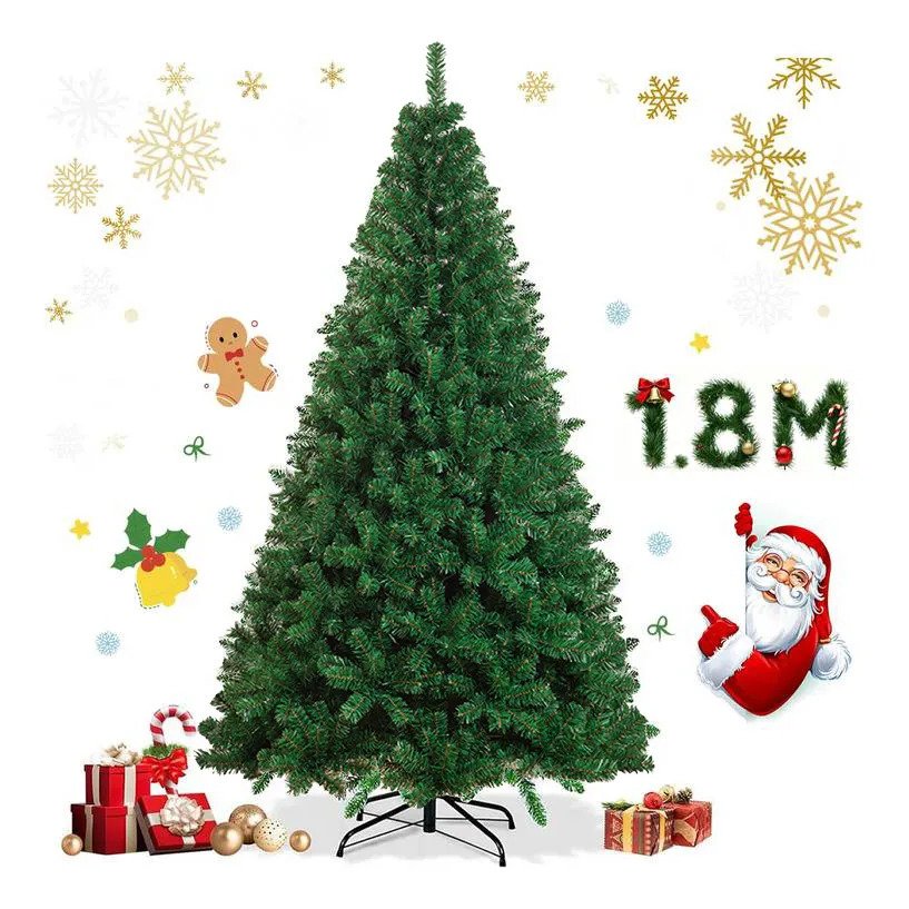 Árvore De Natal Pinheiro Luxo 1.8m 350galhos Verde Imperial