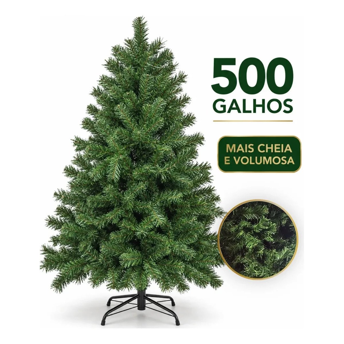 Árvore Natal 1,50m 500 Galhos Pinheiro Cheia Luxo Premium