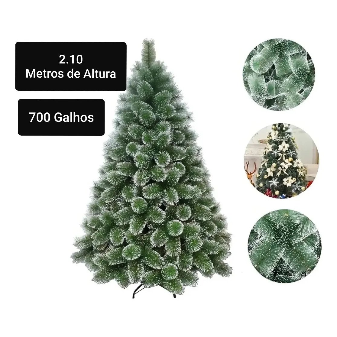 Árvore Pinheiro De Natal Luxo Verde E Neve 2,10m 700 Galhos - Image 2